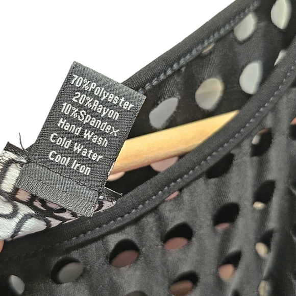 Clara Sunwoo Black Laser Cut Sleeveless Midi Shift Dress Size Medium Stretchy - Picture 9 of 9